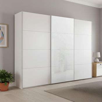 Beluga Extra White High Gloss and Alpine White Front 271cm 3 Door Sliding Wardrobe