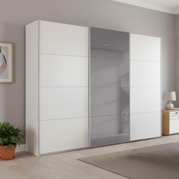 Beluga Extra Grey Mirror Alpine White 271cm 3 Door Sliding Wardrobe