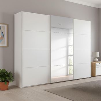 Beluga Extra Alpine White 271cm 3 Door Mirror Sliding Wardrobe