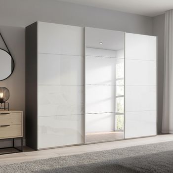 Beluga Extra Graphite and White High Gloss 271cm 3 Door Mirror Sliding Wardrobe