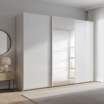 Beluga Extra Silk Grey 271cm 3 Door Mirror Sliding Wardrobe