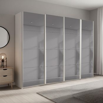 Beluga Extra Grey Mirrored Alpine White 271cm 4 Door Sliding Wardrobe