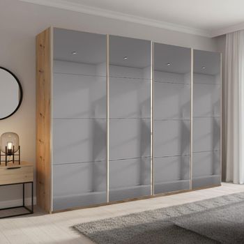 Beluga Extra Grey Mirrored Artisan Oak 271cm 4 Door Sliding Wardrobe
