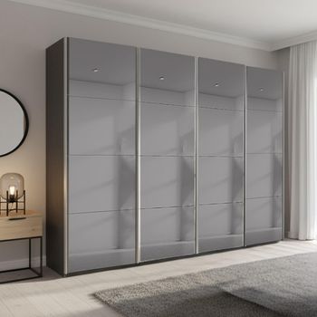 Beluga Extra Grey Mirrored Graphite 271cm 4 Door Sliding Wardrobe