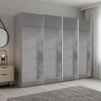 Beluga Extra Grey Mirrored Silk Grey 271cm 4 Door Sliding Wardrobe