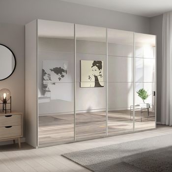 Beluga Extra Alpine White Mirrored 271cm 4 Door Sliding Wardrobe