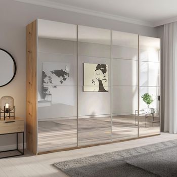 Beluga Extra Mirrored Artisan Oak 271cm 4 Door Sliding Wardrobe
