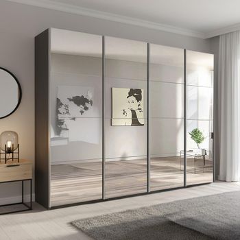 Beluga Extra Graphite Mirrored 271cm 4 Door Sliding Wardrobe