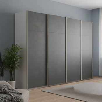 Beluga Extra Alpine White and Graphite 271cm 4 Door Sliding Wardrobe
