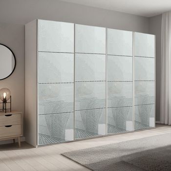 Beluga Extra Alpine White and Silk Grey Glass 271cm 4 Door Sliding Wardrobe