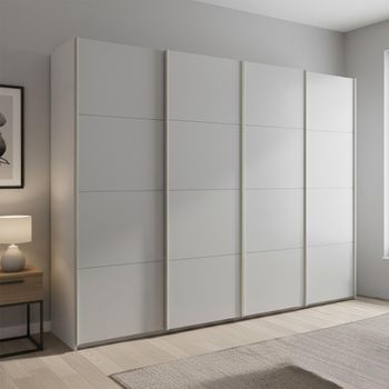 Beluga Extra Alpine White and Silk Grey 271cm 4 Door Sliding Wardrobe