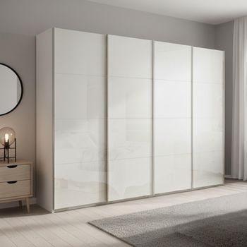 Beluga Extra Alpine White and White High Gloss 271cm 4 Door Sliding Wardrobe