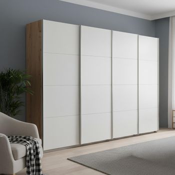 Beluga Extra Artisan Oak and Alpine White 271cm 4 Door Sliding Wardrobe