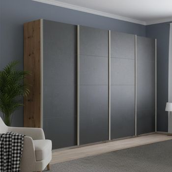 Beluga Extra Artisan Oak and Graphite 271cm 4 Door Sliding Wardrobe