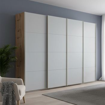 Beluga Extra Artisan Oak and Silk Grey 271cm 4 Door Sliding Wardrobe