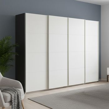 Beluga Extra Graphite and Alpine White 271cm 4 Door Sliding Wardrobe