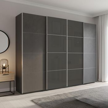 Beluga Extra Graphite and Basalt Glass Front 271cm 4 Door Sliding Wardrobe