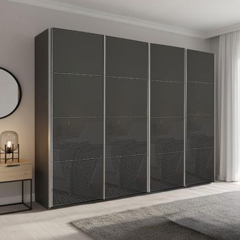 Beluga Extra Graphite and Basalt Glass 271cm 4 Door Sliding Wardrobe