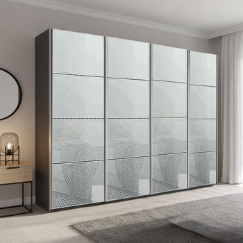 Beluga Extra Graphite and Silk Grey Glass 271cm 4 Door Sliding Wardrobe