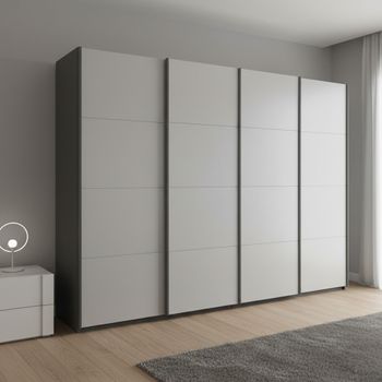 Beluga Extra Graphite and Silk Grey 271cm 4 Door Sliding Wardrobe