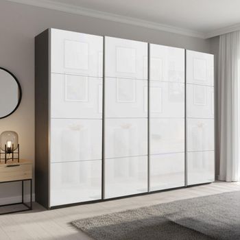 Beluga Extra Graphite and White Glass 271cm 4 Door Sliding Wardrobe