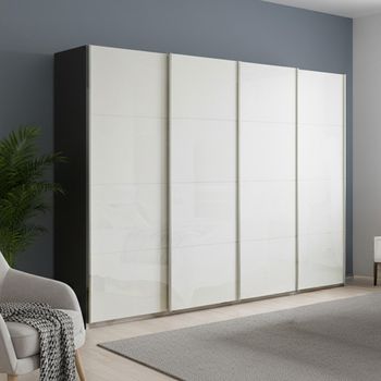 Beluga Extra Graphite and White High Gloss 271cm 4 Door Sliding Wardrobe