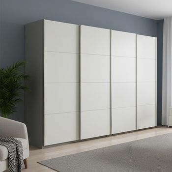 Beluga Extra Silk Grey and Alpine White 271cm 4 Door Sliding Wardrobe