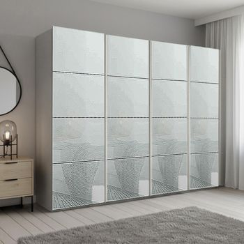 Beluga Extra Silk Grey and Silk Grey Glass 271cm 4 Door Sliding Wardrobe