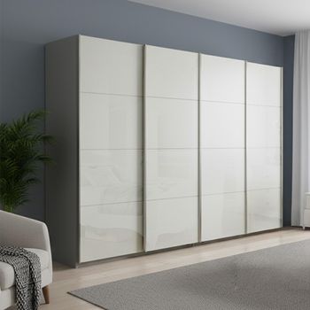 Beluga Extra Silk Grey and White High Gloss 271cm 4 Door Sliding Wardrobe