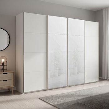 Beluga Extra White High Gloss and Alpine White Front 271cm 4 Door Sliding Wardrobe
