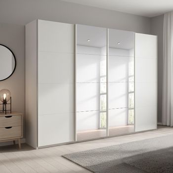 Beluga Extra Alpine White 271cm 4 Door Mirror Sliding Wardrobe