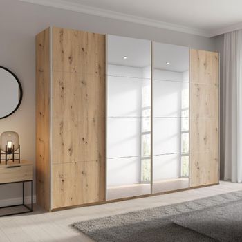 Beluga Extra Artisan Oak 271cm 4 Door Mirror Sliding Wardrobe