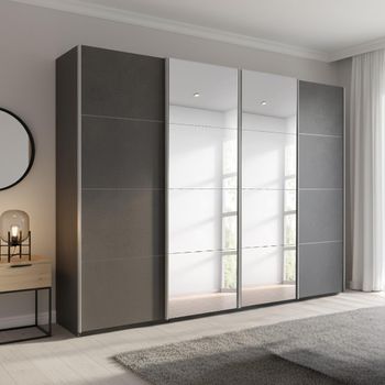 Beluga Extra Graphite 271cm 4 Door Mirror Sliding Wardrobe