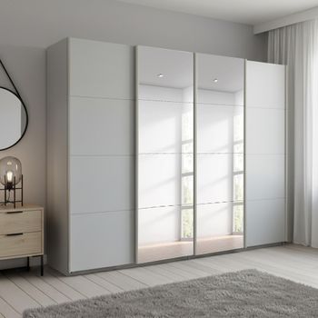 Beluga Extra Silk Grey 271cm 4 Door Mirror Sliding Wardrobe