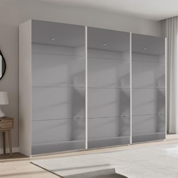 Beluga Extra Grey Mirrored Alpine White 316cm 3 Door Sliding Wardrobe
