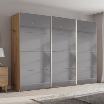 Beluga Extra Grey Mirrored Artisan Oak 316cm 3 Door Sliding Wardrobe