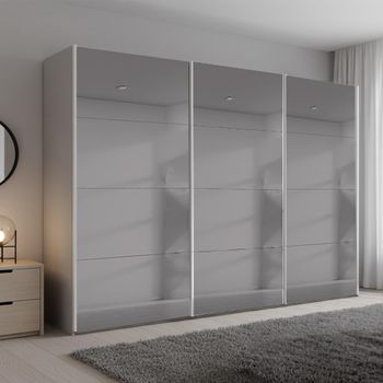 Beluga Extra Grey Mirrored Silk Grey 316cm 3 Door Sliding Wardrobe