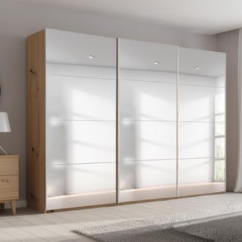 Beluga Extra Mirrored Artisan Oak 316cm 3 Door Sliding Wardrobe
