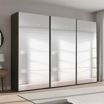 Beluga Extra Graphite Mirrored 316cm 3 Door Sliding Wardrobe