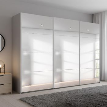 Beluga Extra Silk Grey Mirrored 316cm 3 Door Sliding Wardrobe