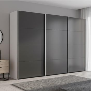 Beluga Extra Alpine White and Graphite 316cm 3 Door Sliding Wardrobe