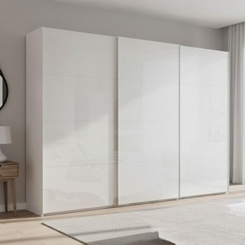 Beluga Extra Alpine White and White High Gloss 316cm 3 Door Sliding Wardrobe