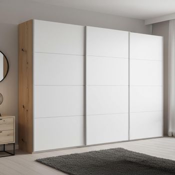 Beluga Extra Artisan Oak and Alpine White 316cm 3 Door Sliding Wardrobe