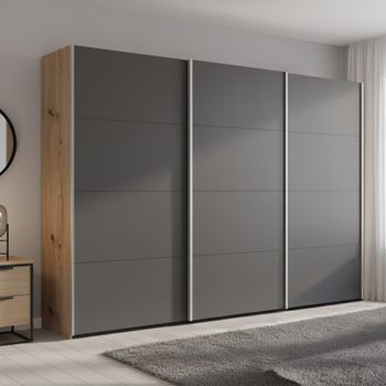 Beluga Extra Artisan Oak and Graphite 316cm 3 Door Sliding Wardrobe