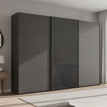 Beluga Extra Graphite and Basalt Glass Front 316cm 3 Door Sliding Wardrobe