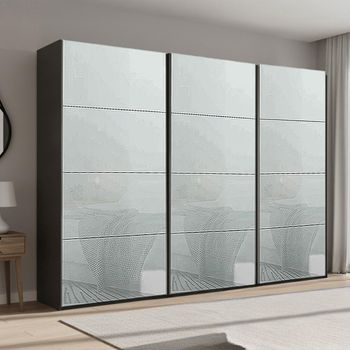Beluga Extra Graphite and Silk Grey Glass 316cm 3 Door Sliding Wardrobe