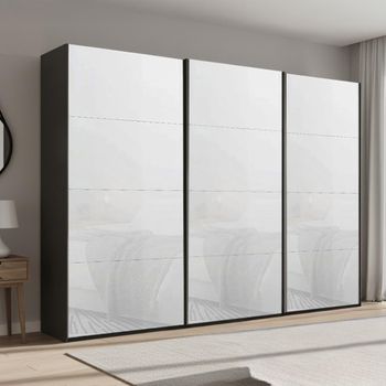 Beluga Extra Graphite and White Glass 316cm 3 Door Sliding Wardrobe