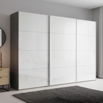 Beluga Extra Graphite and White High Gloss 316cm 3 Door Sliding Wardrobe