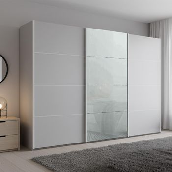 Beluga Extra Silk Grey and Silk Grey Glass Front 316cm 3 Door Sliding Wardrobe
