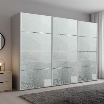 Beluga Extra Silk Grey and Silk Grey Glass 316cm 3 Door Sliding Wardrobe